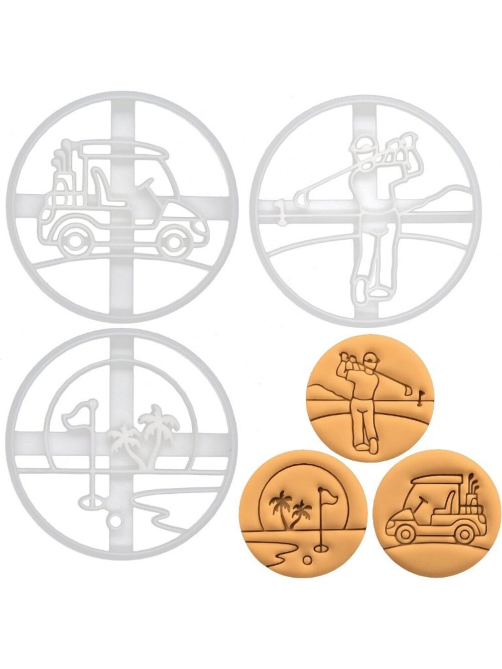 Set of 3 Golf Cookie Cutters - Fun Baking Tools for Golf Lovers, Party Decor